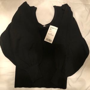 Puffed Sleeves Ribbed Sweater